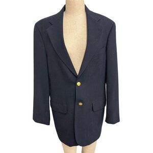Stafford Mens Navy Blue Blazer Jacket 2 Gold Button Worsted Wool Blend Classic F